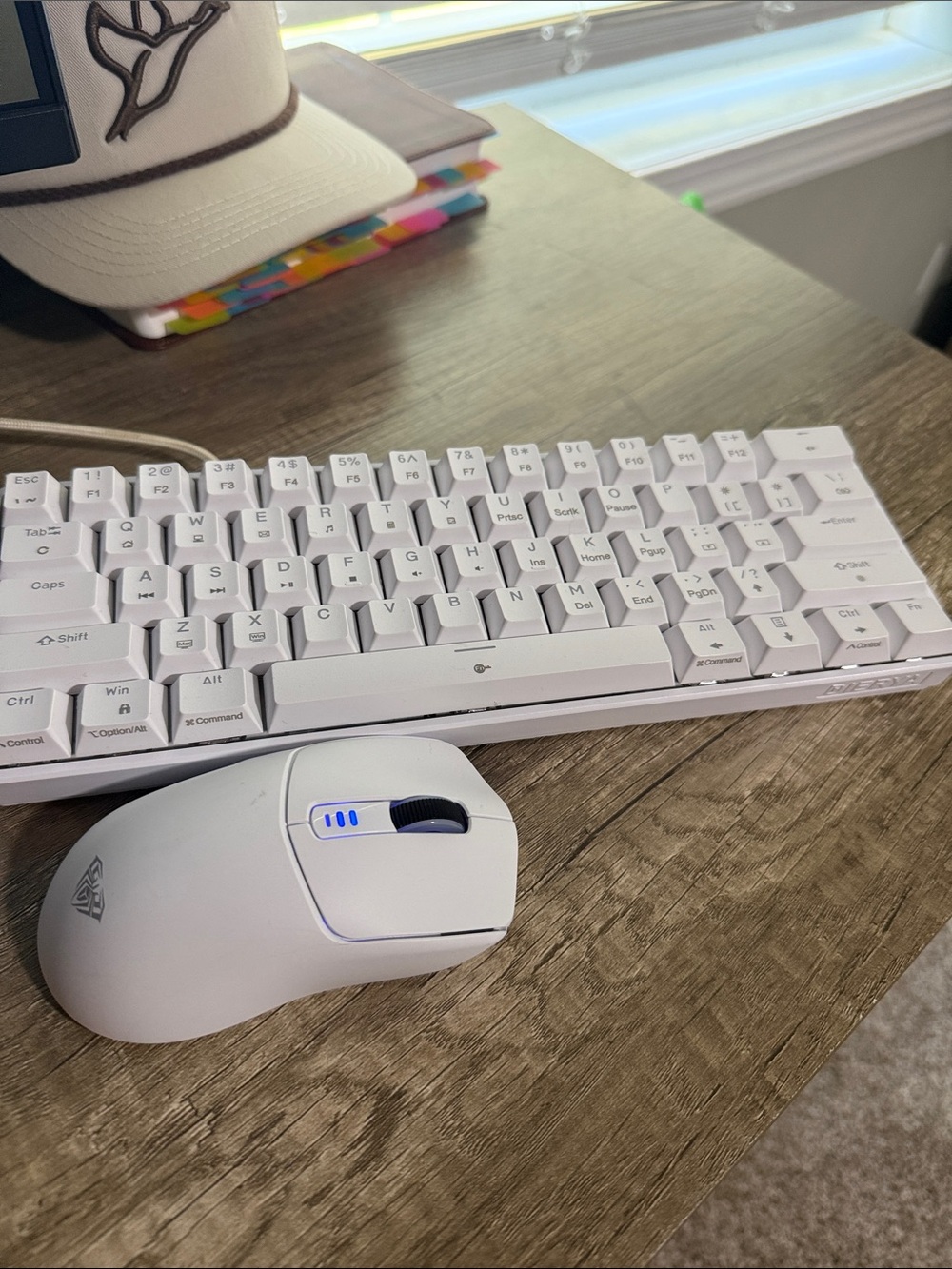 White Wireless Gaming Mouse with mechanical keyboard RGB Accent